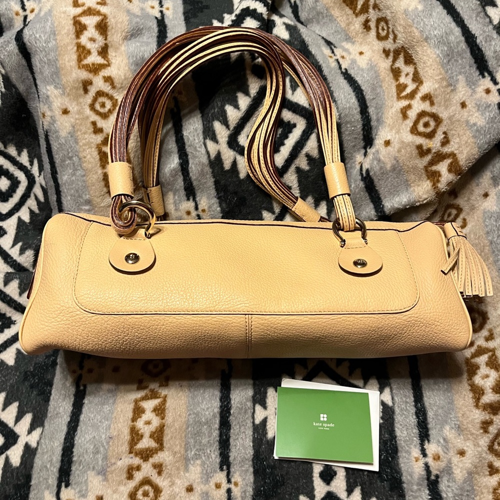 Kate Spade EUC East West Leather Tan Barrel Shoulder Bag